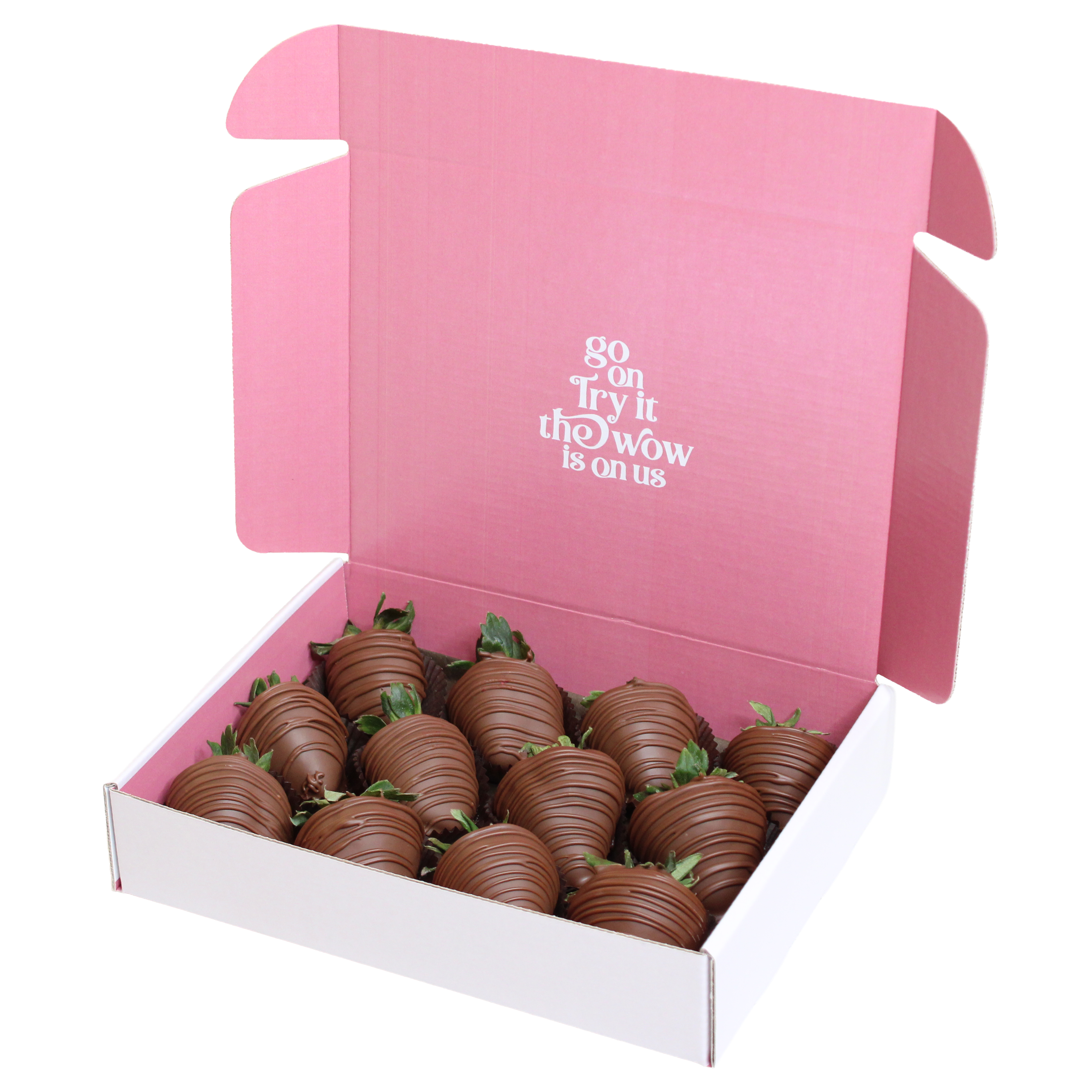 Strawberry Dreams Come True – 12 Chocolate Covered Strawberries (Deluxe Box)